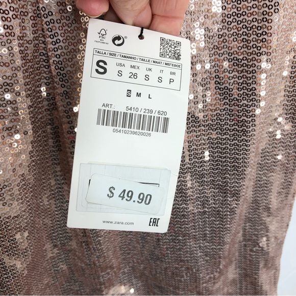 NWT Zara pink slip mini dress sequins - Picture 2 of 6